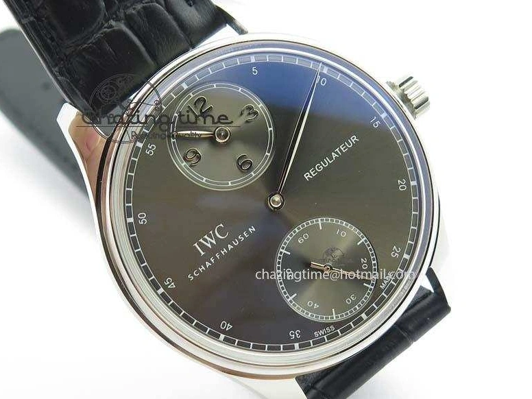 MIROTIME 0407 Portuguese IW544404 SS Gray Dial On Black Leather Strap A Practical 7259